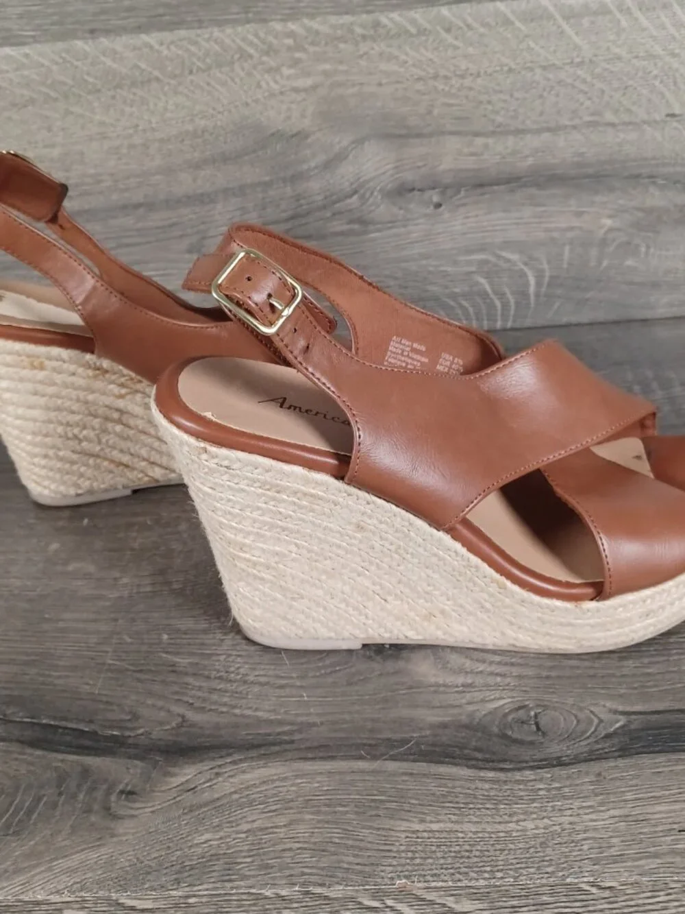American Eagle Women's Size 8.5 Brown Wedge Heels With Buckles